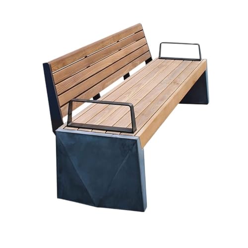 dP3sQ8mXjN Gartenmöbel Holzbank mit Rückenlehne und Armlehnen, mit Edelstahl-Metallrahmen, geeignet for Sitzgelegenheiten auf der Terrasse im Innen- und Außenbereich(Klein) von dP3sQ8mXjN