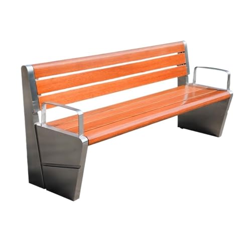 dP3sQ8mXjN Gartenmöbel Outdoor-Park-Rückenlehnenstuhl, Holzbank mit Edelstahlrahmen, Sitzgelegenheiten for die Freizeit auf der Gartenterrasse(Mittel) von dP3sQ8mXjN