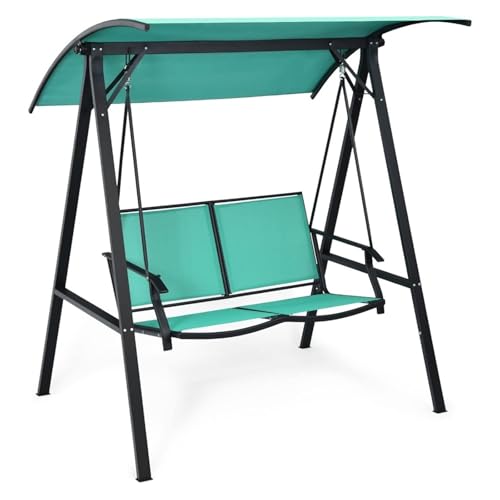 dP3sQ8mXjN Gartenmöbel Outdoor-Schaukel, wetterbeständig, Veranda-Schaukel, verstellbares Vordach, Stahlrahmen, for den Außenbereich, moderner Baldachin-Schaukel-Handlauf(Green) von dP3sQ8mXjN