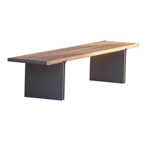 dP3sQ8mXjN Gartenmöbel Rückenlehnenlose Holzbank, Edelstahl-Park-Außenstuhl, for Veranda, Hof, Terrasse von dP3sQ8mXjN