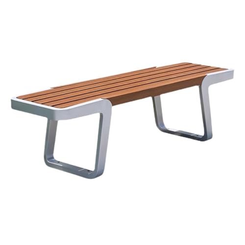dP3sQ8mXjN Gartenmöbel Rückenlehnenlose Holzbank, Edelstahlrahmen, Park-Outdoor-Stuhl, for Veranda, Hof, Terrasse von dP3sQ8mXjN