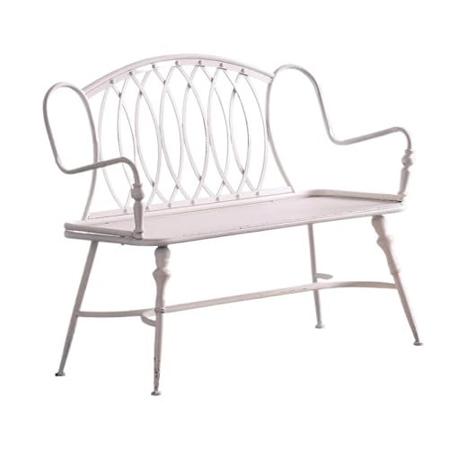 dP3sQ8mXjN Gartenmöbel Vintage Eisenbank, Cafe Outdoor Patio Garten Rückenlehne Doppelstuhl, Freizeit Balkon Stühle Weiß von dP3sQ8mXjN