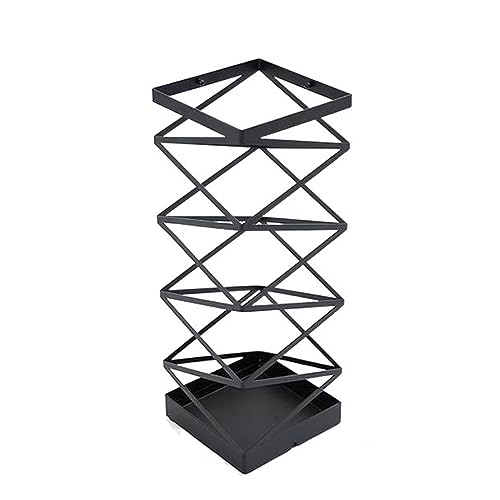 dP3sQ8mXjN Schirmständer aus Metall, Aufbewahrungshalter, Eimerregal, freistehend, für Eingangsbereich, Tropfschale, lang und kurz, zusammenklappbar, für Zuhause, Büro, Eingang (schwarz) von dP3sQ8mXjN