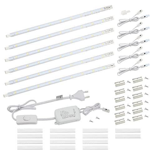 LED Unterbauleuchte mit Schalter 8.5W 760lm 4000k Neutralweiß Lichtleiste Küchenlampe Vitrinenbeleuchtung Schrankbeleuchtung mit 6x26cm Stripes für Küche Schrank Erweiterbar durch Stecksystem von da LIGHT