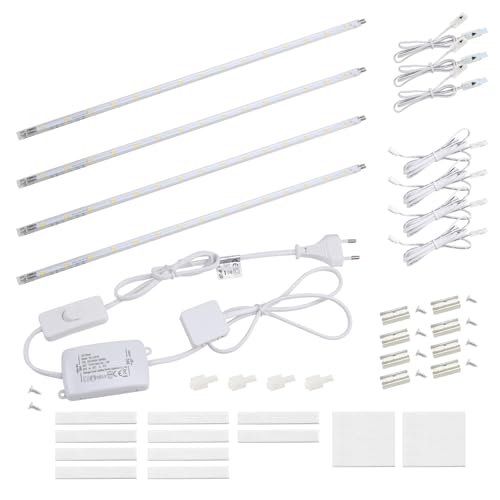 da LIGHT LED Unterbauleuchte mit Schalter 7W 700lm 4000k Neutralweiß Lichtleiste Küchenlampe Vitrinenbeleuchtung Schrankbeleuchtung mit 4x41cm Stripes für Küche Schrank Erweiterbar durch Stecksystem von da LIGHT
