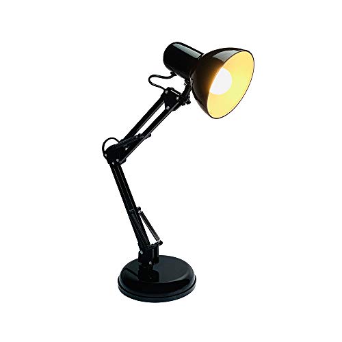 da LIGHT Retro Tischlampe mit gelenkarm aus Metall, 5.5W LED E14 inkl, Schreibtischlampe Nachttischleuchte Leselampe, Schwarz von da LIGHT