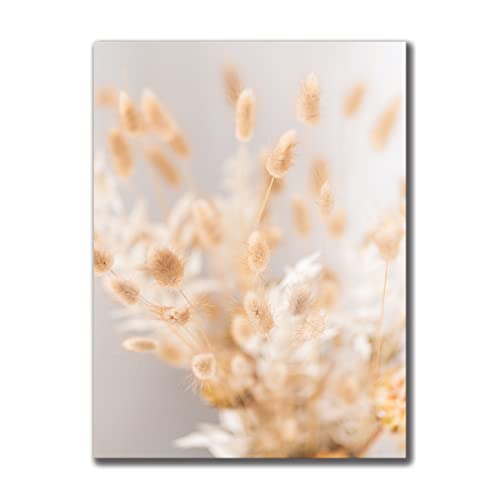Leinwandbild Dry Flowers I 60 x 80 cm | Bild auf Leinwand im Hochformat in sanften monochromen Farben | Pampas Gras Bouquet Natur Blumen Trockenblumen | Wohnzimmer Schlafzimmer Flur | Deko Home von daazoo
