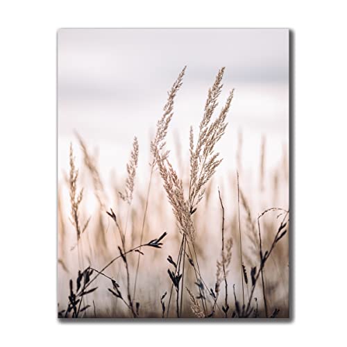 Leinwandbild Grasses I 40 x 50 cm | Bild auf Leinwand im Hochformat in sanften monochromen Farben | Gras Feld Wiese Natur Blumen Trockenblumen | Wohnzimmer Schlafzimmer Flur | Deko Home Einrichtung von daazoo