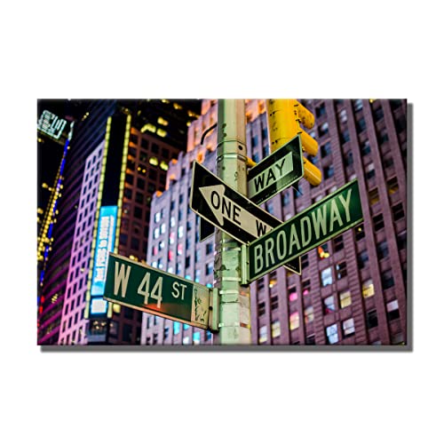 Leinwandbild New York City Broadway Panorama | 120 x 80 cm Querformat | Bild auf Leinwand Wandbild | USA Straße Schilder Zeichen | Home Deko | modern Hingucker | Wohnzimmer Schlafzimmer Büro XXL groß von daazoo