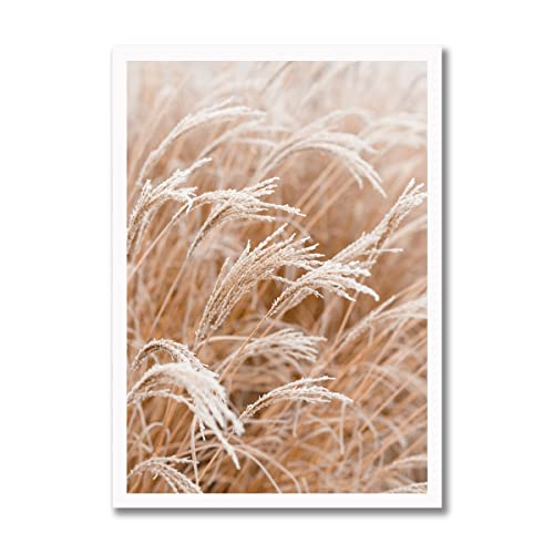 Rahmenbild Pampas III - Einzelbild I Bild mit Rahmen weiß | Wandbild Hochformat | Pampas Gras Feld Trockenblumen Blumen | Wohnzimmer Schlafzimmer | Deko Einrichtung modern | Geschenk | 50 x 70 cm von daazoo