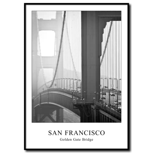 Wandbild Golden Gate Bridge | Hängebrücke am Eingang zur Bucht von San Francisco über das Golden Gate in Kalifornien | Bild Schwarzweiß | 50 x 70 cm Wandbild Golden Gate Bridge | Hängebrücke am Eingang zur Bucht von San Francisco über das Golden Gate in Kalifornien | Bild Schwarzweiß | 50 x 70 cm von daazoo