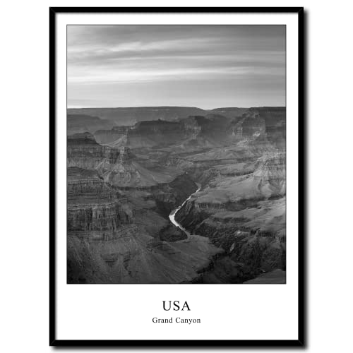 Wandbild Grand Canyon | gerahmtes Bild Rahmenbild | USA Natur Naturwunder Schlucht Arizona Fluss | Bild schwarzweiss schwarz weiß mit Rahmen | 30 x 40 cm von daazoo