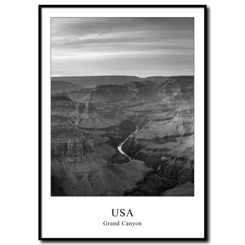 Wandbild Grand Canyon | gerahmtes Bild Rahmenbild | USA Natur Naturwunder Schlucht Arizona Fluss | Bild schwarzweiss schwarz weiß mit Rahmen | 50 x 70 cm von daazoo