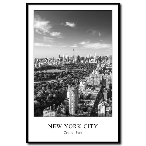 Wandbild New York Central Park | gerahmtes Bild | Der Central Park ist eine 843 Hektar große, wunderschöne Grünfläche im Herzen von Manhattan | Bild schwarzweiss schwarz weiß mit Rahmen | 40 x 60 cm von daazoo