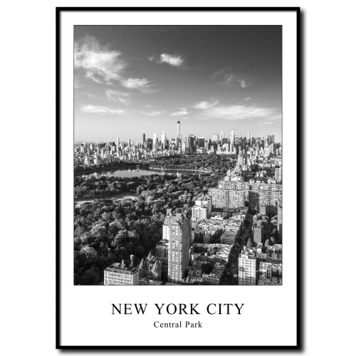 Wandbild New York Central Park | gerahmtes Bild | Der Central Park ist eine 843 Hektar große, wunderschöne Grünfläche im Herzen von Manhattan | Bild schwarzweiss schwarz weiß mit Rahmen | 50 x 70 cm von daazoo