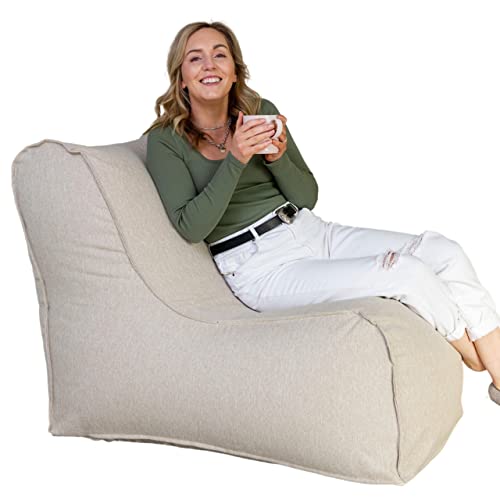 daazoo Elephant Living - Sitzsack Lounger - Premium Indoor Sitzsack - Optimaler Komfort und Schlichtes Design - kombinierbar mit dem Elephant Footstool Hocker (Creme) von daazoo