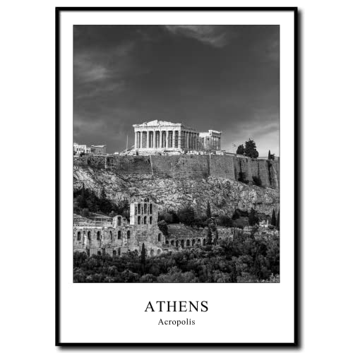 daazoo Gerahmtes Bild Akropolis Athen | Wandbild Rahmenbild | Griechenland griechisch UNESCO-Welterbe Tempel | Bild schwarzweiss schwarz weiß mit Rahmen | 50 x 70 cm von daazoo
