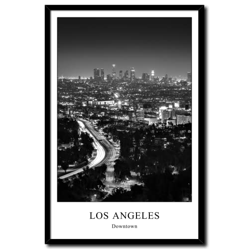 daazoo Wandbild Los Angeles Kalifornien | gerahmtes Bild Rahmenbild | LA Downtown Hollywood Skyline Westküste California | Bild schwarzweiss schwarz weiß mit Rahmen | 20 x 30 cm von daazoo