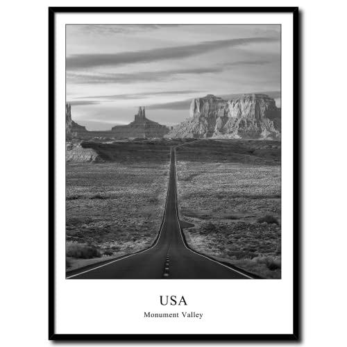daazoo Wandbild Monument Valley | gerahmtes Bild Rahmenbild | USA Hochebene Utah Arizona Filmkulisse Tafelberg Felstürme Natur | Bild schwarzweiss schwarz weiß mit Rahmen | 30 x 40 cm von daazoo