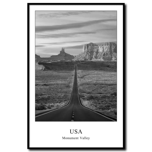 daazoo Wandbild Monument Valley | gerahmtes Bild Rahmenbild | USA Hochebene Utah Arizona Filmkulisse Tafelberg Felstürme Natur | Bild schwarzweiss schwarz weiß mit Rahmen | 40 x 60 cm von daazoo
