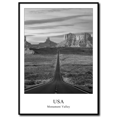 daazoo Wandbild Monument Valley | gerahmtes Bild Rahmenbild | USA Hochebene Utah Arizona Filmkulisse Tafelberg Felstürme Natur | Bild schwarzweiss schwarz weiß mit Rahmen | 50 x 70 cm von daazoo