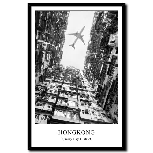 daazoo Wandbilder in Schwarz-Weiß Hongkong Quarry Bay | Bild mit Rahmen Poster gerahmt vintage | Wohnzimmer Schlafzimmer Home Office Büro | Monster Building Hong Kong | 20 x 30 cm von daazoo