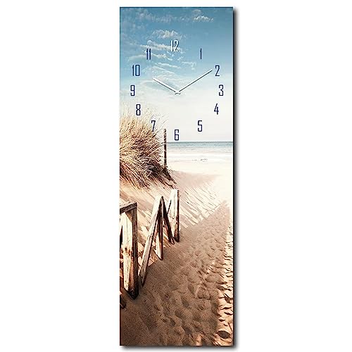 daazoo Wanduhr Beach Time 20 x 60 cm (OHNE TICKGERÄUSCHE) – Glasuhr inklusive Wandaufhängung – Lautlose Uhr Made in EU für Wohnzimmer, Esszimmer, Flur oder Schlafzimmer – einfache Montage von daazoo