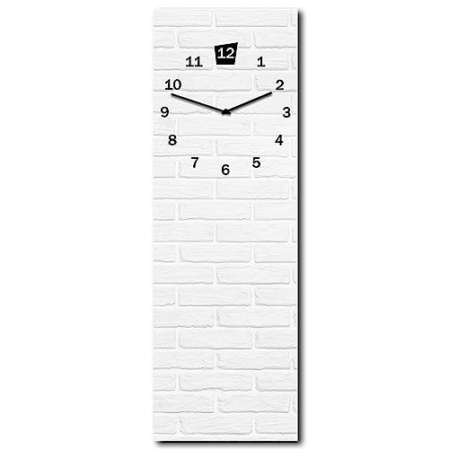 daazoo Wanduhr White Bricks 20 x 60 cm (OHNE TICKGERÄUSCHE) – Glasuhr inklusive Wandaufhängung – Lautlose Uhr Made in EU für Wohnzimmer, Esszimmer, Flur oder Schlafzimmer – einfache Montage von daazoo