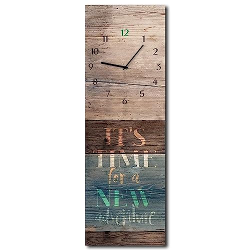 daazoo Wanduhr Wood 20 x 60 cm (OHNE TICKGERÄUSCHE) – Glasuhr inklusive Wandaufhängung – Lautlose Uhr Made in EU für Wohnzimmer, Esszimmer, Flur oder Schlafzimmer – einfache Montage von daazoo