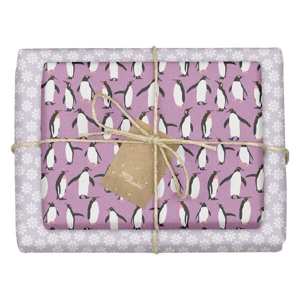 dabelino Geschenkpapier Set: Weihnachten "Pinguine / Schneeflocken lila weiß" dabelino Geschenkpapier Set: Weihnachten "Pinguine / Schneeflocken lila weiß" von dabelino