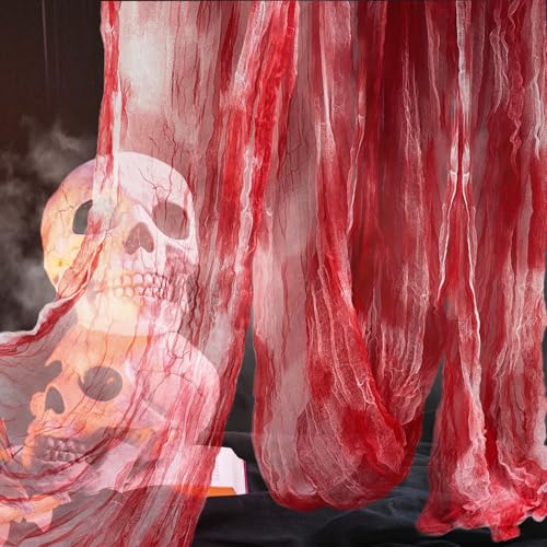 5 * 2.15M Halloween GruseligesTuch Dekorationen, Halloween Deko Stoff, Blutig Horror Tuch Party Dekoration, für Die Türen Hallen Veranden Fenster, Party Innen Außen von dabinzhijia