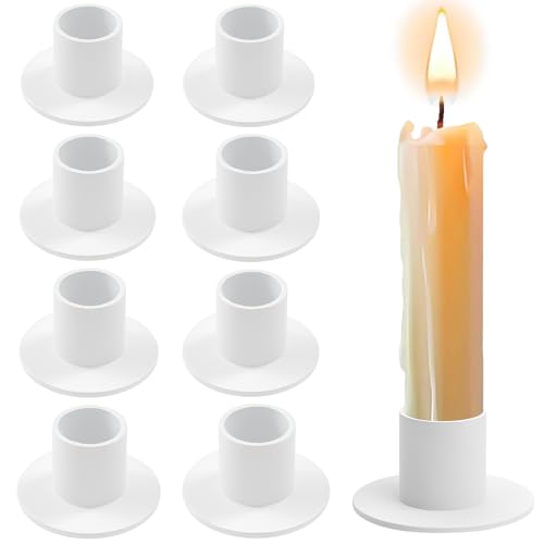 8 Stück Kerzenständer Weiß, Kerzenhalter Stabkerze, Stabkerzenhalter für Wohnkultur, Candlelight Dinner, Kerzen Halter mit Stabile Basis, Elegant und Gediegen schiuma von dabinzhijia