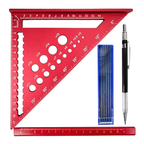Zimmermannswinkel 18cm, Metrisches Dreieckslineal, Winkelmesser Alu Winkelprofil, Lineal Metall aus Aluminium, Multifunktional Schreinerwinkel für Holzarbeiten, Zimmermann, Ingenieur, DIY von dabinzhijia