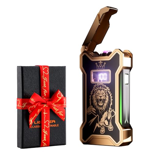 Dachance Electric Lighter for Men Dad Him Digital Counter Bettary Display Windproof Flameless Plasma USB Rechargeable Arc Birthday Gifts for Men, Boyfriend, Husband (Löwe) von dachance