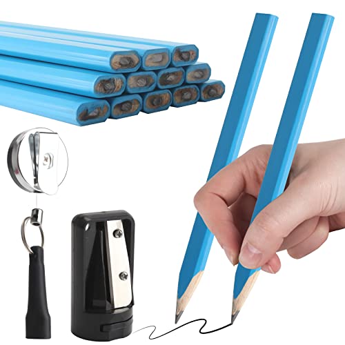 dafuhao Tischler Bleistifte Set，12 Pcs 175mm Zimmermannsbleistift mit Anspitzer Stifthalter Clips，Tischler Bleistift Zimmermann Set für Handwerker Werkstatt Schreiner Dachdecker Bauarbeiter von dafuhao