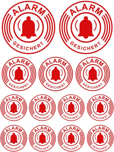 13 x Aufkleber - Alarmgesichert Videoüberwachung - Aufkleber - Sticker Einbruchschutz Alarmanlage Warnschild - Hinweisschild selbstklebend Premium Qualität Sticker AD14 von daged