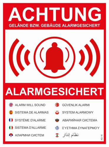 3 x Aufkleber - Alarmgesichert Videoüberwachung - 15x10 cm Aufkleber - Sticker Einbruchschutz Alarmanlage Warnschild - Hinweisschild selbstklebend Premium Qualität Sticker AD17 von daged