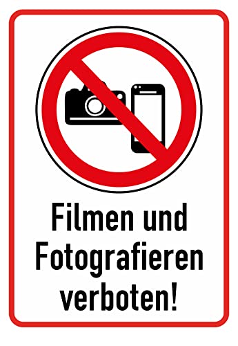 Daged 3x Filmen und Fotografieren verboten Aufkleber 10x14 cm Bildaufnahmen Kameras Hinweiszeichen Sicherheitszeichen Sticker T-063 von daged