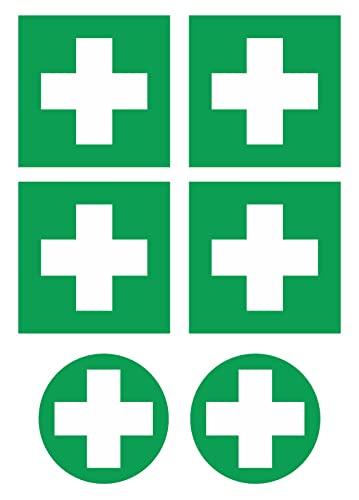 Daged 6 x Aufkleber Medizinschrank Verbandskasten ISO 7010 Gebotszeichen Hinweiszeichen Sicherheitszeichen Sticker T-26 von daged