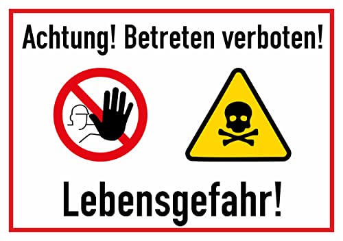Daged Achtung Betreten verboten Lebensgefahr Aufkleber 23x16 cm Hinweiszeichen Sicherheitszeichen Sticker T-091 von daged