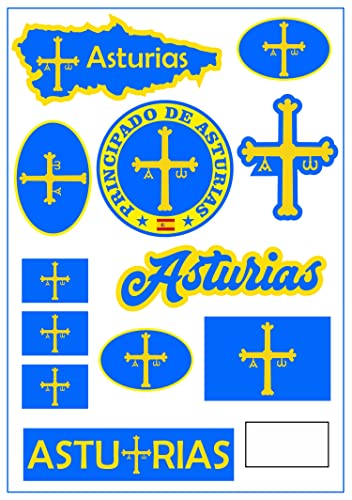 Daged Asturien Spanien Aufkleber Karte Stickerbogen - Reiseaufkleber PKW Auto Motorrad Biker Flagge Fahne Deko AK von daged