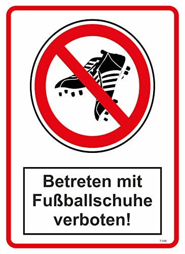 Daged Betreten mit Fußballschuhe verboten Aufkleber Grösse 14x10 cm Gebotszeichen Hinweiszeichen Sicherheitszeichen Sticker MT-048 von daged