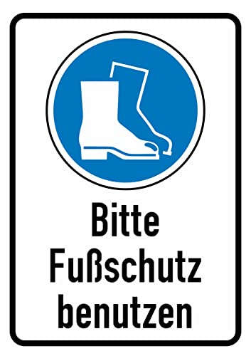Daged Bitte Fußschutz benutzen ISO 7010 Aufkleber 23x16 cm Hinweiszeichen Sicherheitszeichen Sticker T-128 von daged