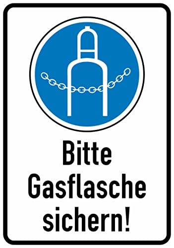 Daged Bitte Gasflaschen sichern Aufkleber 23x16 cm Hinweiszeichen Sicherheitszeichen Sticker T-144 von daged