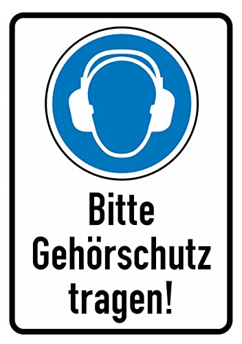 Daged Bitte Gehörschutz tragen DIN EN ISO 7010 Aufkleber 23x16 cm Hinweiszeichen Sicherheitszeichen Sticker T-127 von daged