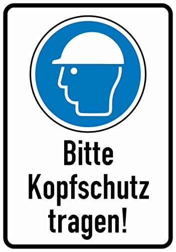 Daged Bitte Kopfschutz tragen Aufkleber 23x16 cm Hinweiszeichen Sicherheitszeichen Sticker T-132 von daged