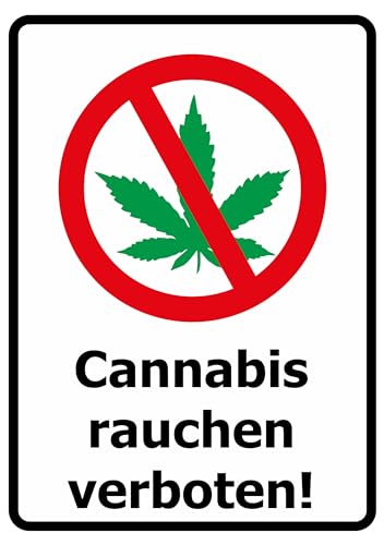 Daged Cannabis Rauchen Verboten Aufkleber 23x16 cm Hinweiszeichen Sticker CT-02 von daged