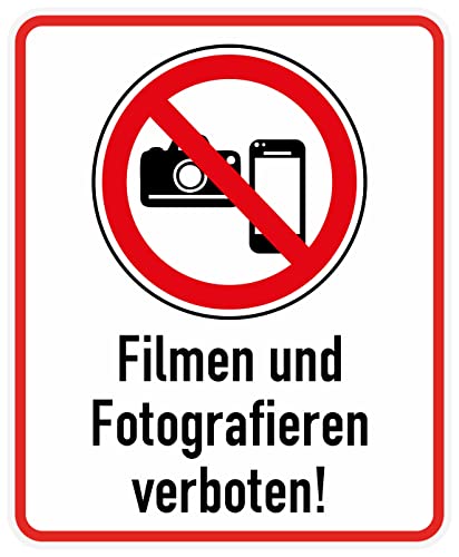 Daged Filmen und Fotografieren verboten Aufkleber 20x16 cm Bildaufnahmen Kameras Hinweiszeichen Sicherheitszeichen Sticker T-36 von daged