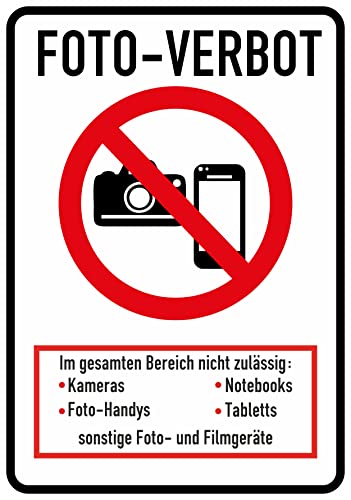 Daged Foto Verbot Aufkleber 22x15 cm Bildaufnahmen Kameras Hinweiszeichen Sicherheitszeichen Sticker T-060 von daged