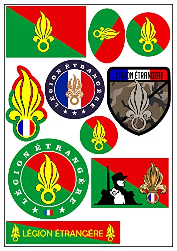Daged Fremdenlegion Aufkleber Karte 11 Stück - PKW Auto Motorrad Biker Flagge Fahne Vinyl AK von daged